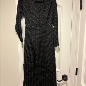 The Kooples Black Long Sleeve Dress with Dots